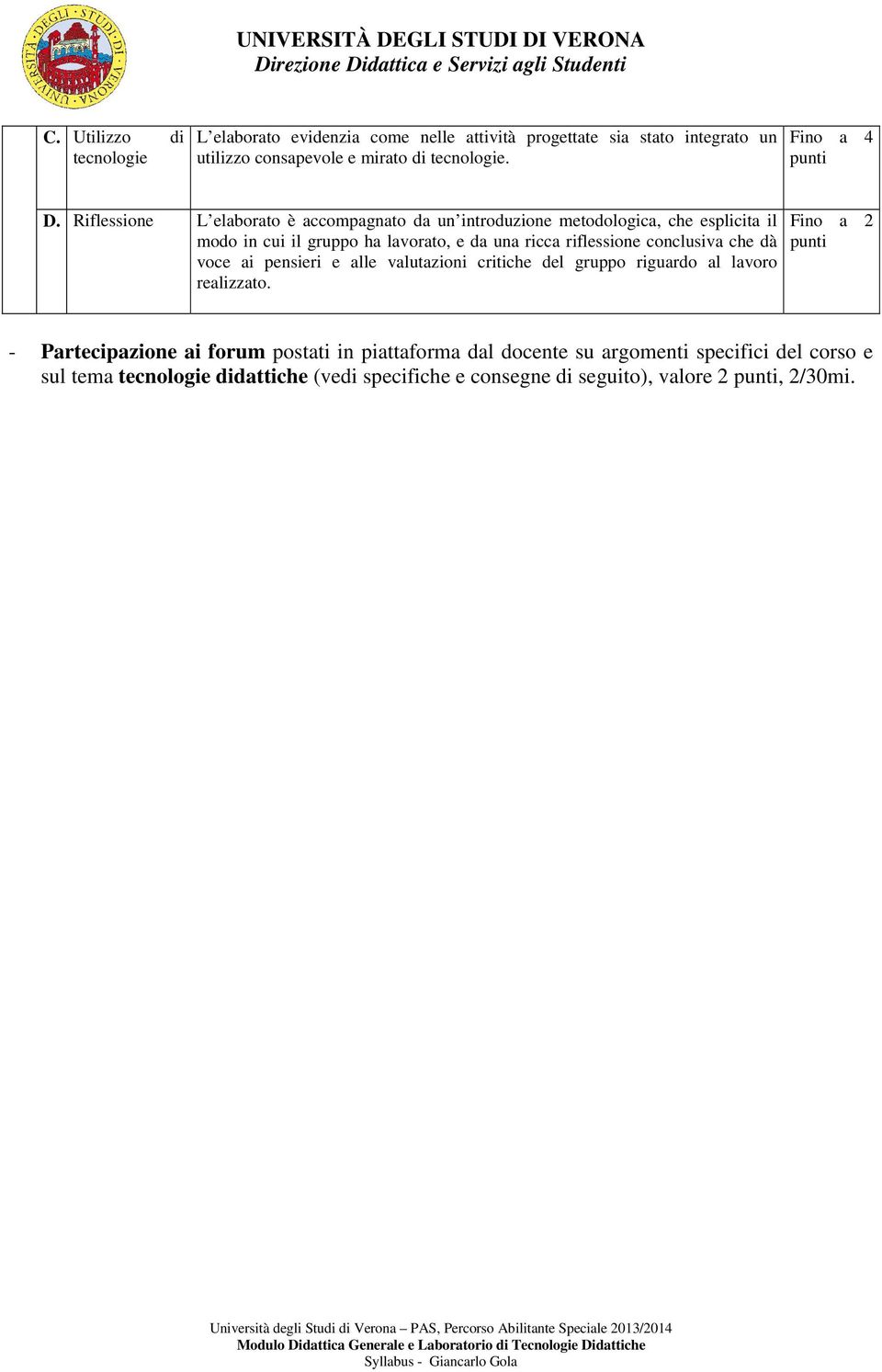 Riflessione L elaborato è accompagnato da un introduzione metodologica, che esplicita il modo in cui il gruppo ha lavorato, e da una ricca riflessione