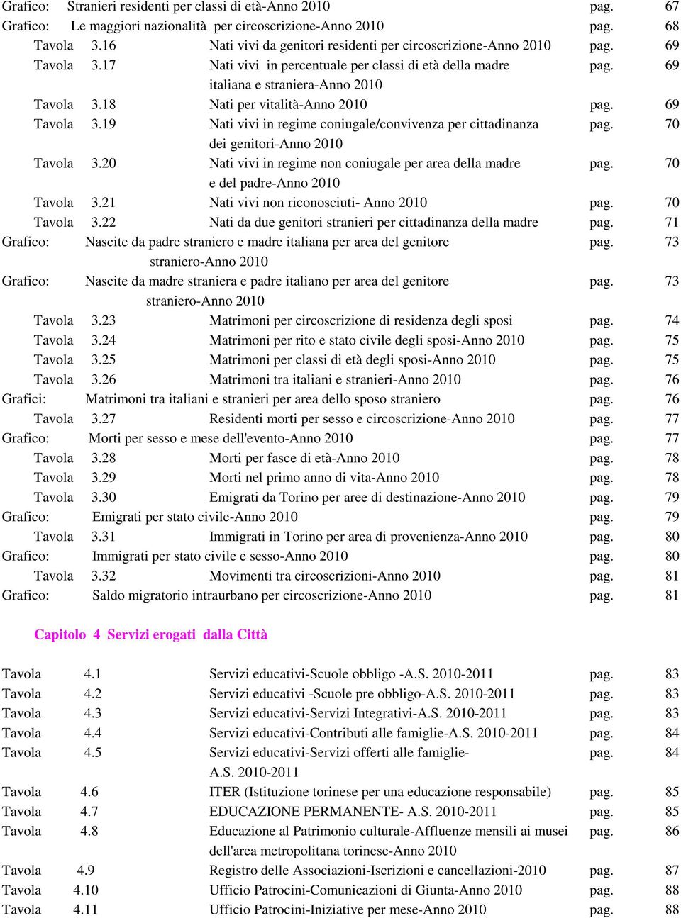 19 Nati vivi in regime coniugale/convivenza per cittadinanza pag. 70 Tavola 3.20 dei genitori- Nati vivi in regime non coniugale per area della madre pag. 70 Tavola 3.21 e del padre- Nati vivi non riconosciuti- pag.