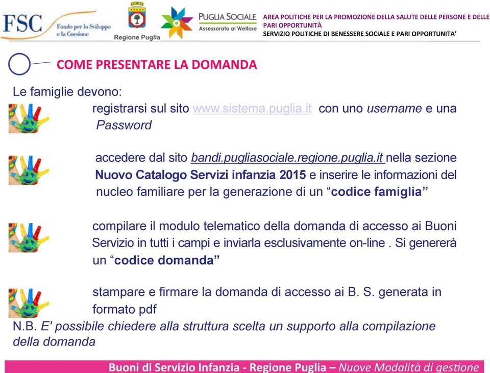 it nella sezione Nuovo Catalogo Servizi infanzia 2015 e inserire le informazioni del nucleo familiare per la generazione di un codice famiglia compilare il