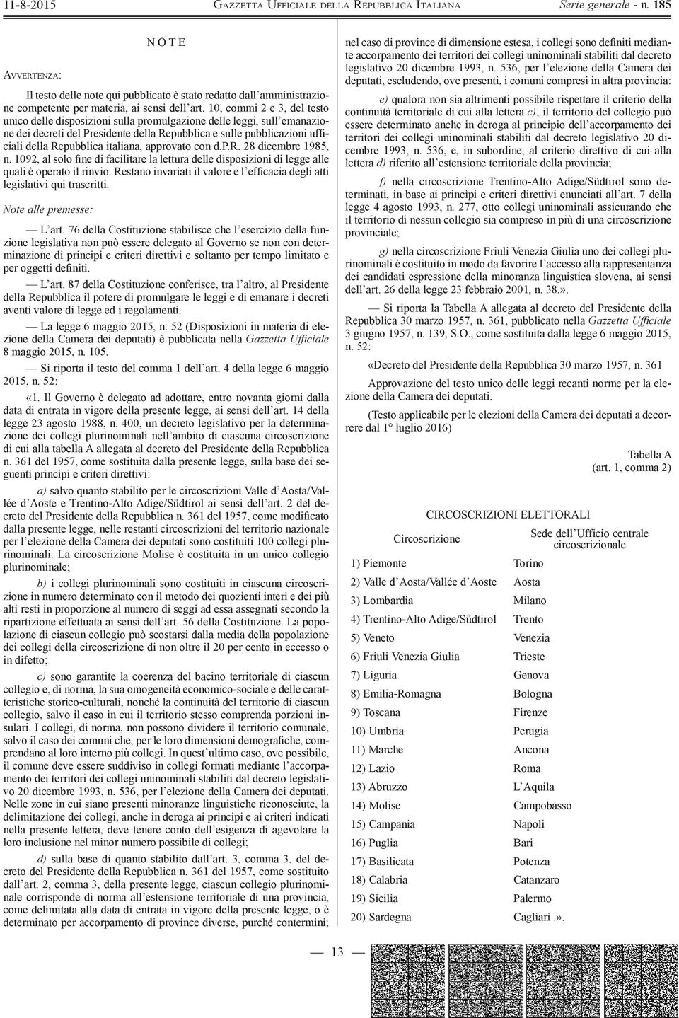 italiana, approvato con d.p.r. 28 dicembre 1985, n. 1092, al solo fine di facilitare la lettura delle disposizioni di legge alle quali è operato il rinvio.