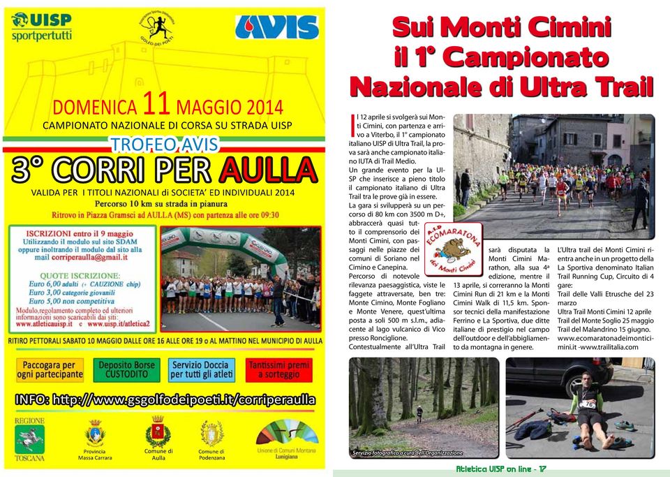 Trail Medio. Un grande evento per la UI- SP che inserisce a pieno titolo il campionato italiano di Ultra Trail tra le prove già in essere.