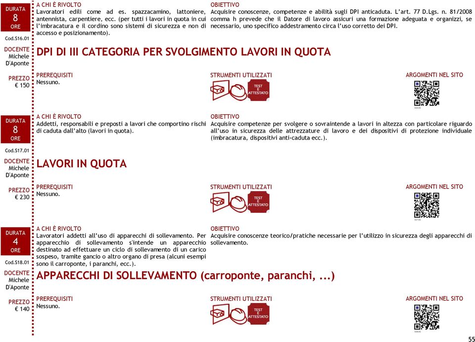 DPI DI III CATEGORIA PER SVOLGIMENTO LAVORI IN QUOTA Acquisire conoscenze, competenze e abilità sugli DPI anticaduta. L art. 77 D.Lgs. n.