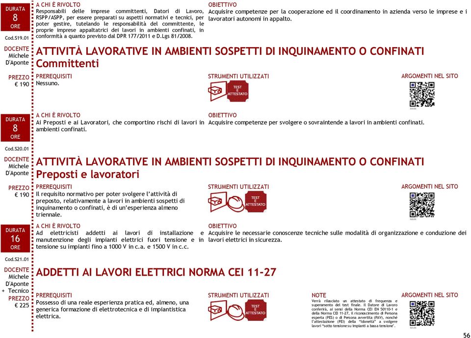 proprie imprese appaltatrici dei lavori in ambienti confinati, in conformità a quanto previsto dal DPR 177/2011 e D.Lgs 81/2008.