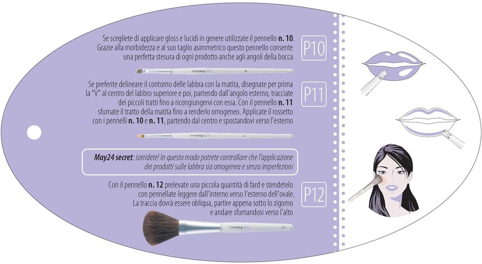 matita, disegnate per prima la V al centro del labbro superiore e poi, partendo dall angolo esterno, tracciate dei piccoli tratti fino a ricongiungervi con essa. Con il pennello n.