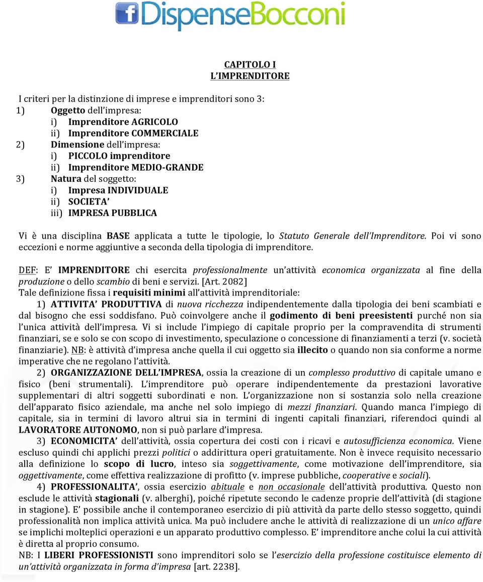 Generale& dell Imprenditore.& Poi vi sono eccezionienormeaggiuntiveasecondadellatipologiadiimprenditore.