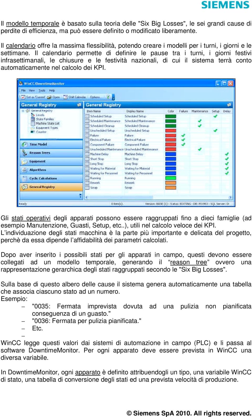 Il calendario permette di definire le pause tra i turni, i giorni festivi infrasettimanali, le chiusure e le festività nazionali, di cui il sistema terrà conto automaticamente nel calcolo dei KPI.