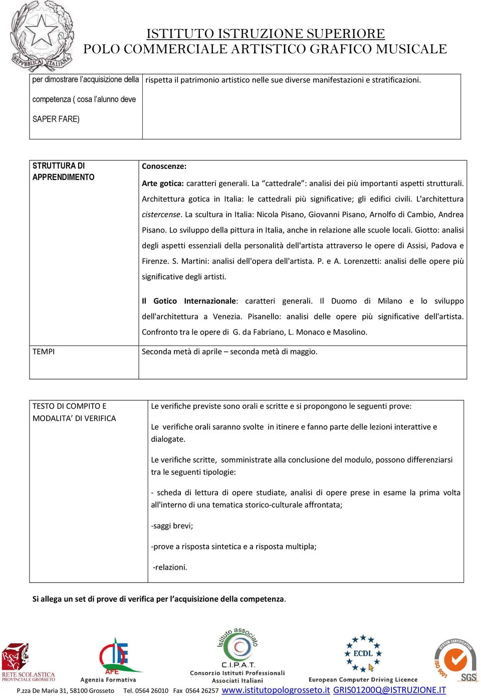 Lo sviluppo della pittura in Italia, anche in relazione alle scuole locali. Giotto: analisi degli aspetti essenziali della personalità dell'artista attraverso le opere di Assisi, Padova e Firenze. S.