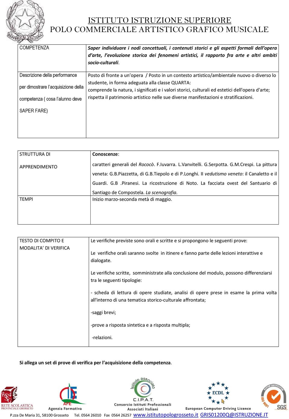 culturali ed estetici dell'opera d'arte; rispetta il patrimonio artistico nelle sue diverse manifestazioni e stratificazioni. caratteri generali del Rococò. F.Iuvarra. L.Vanvitelli. G.Serpotta. G.M.