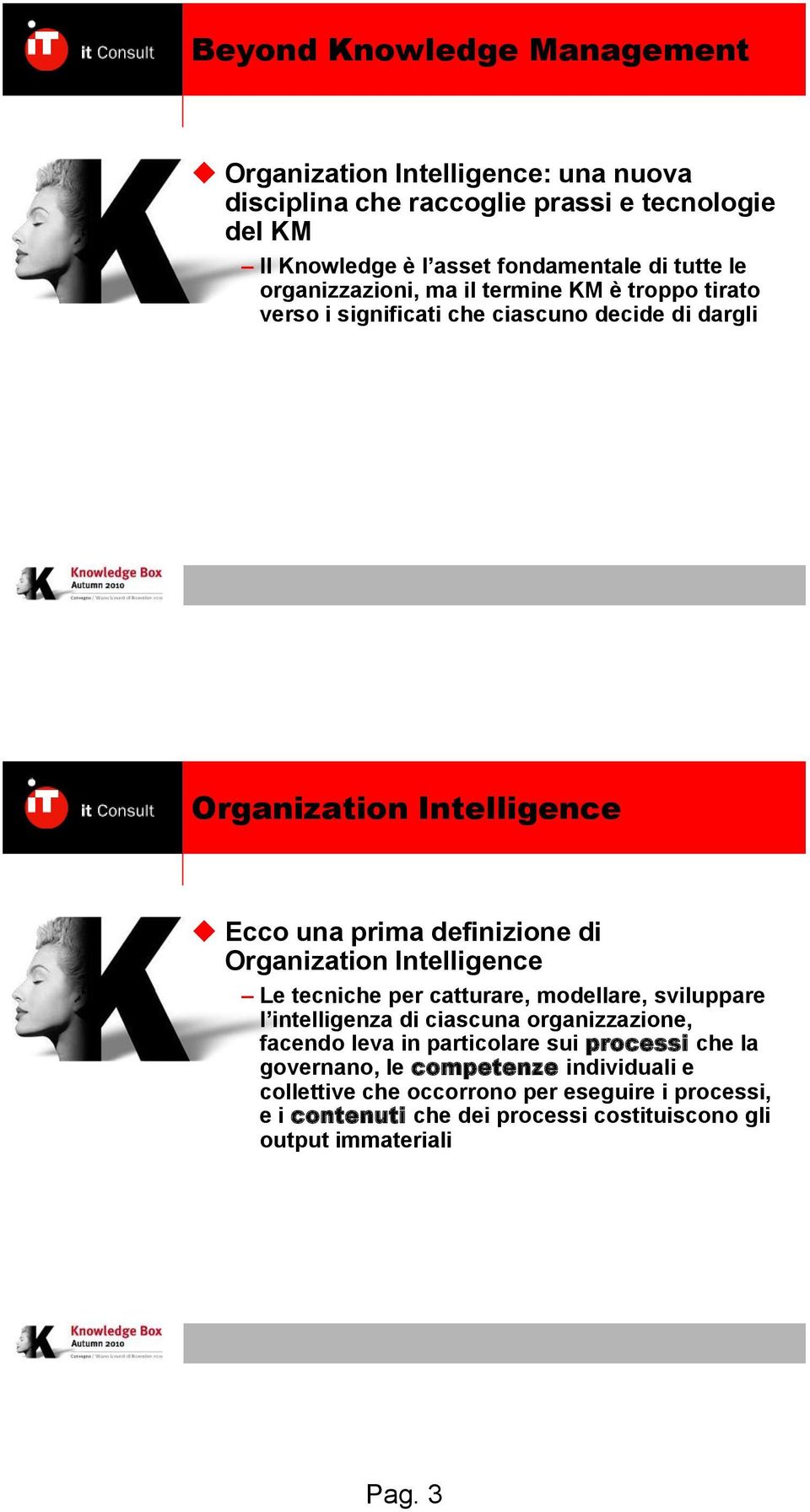 Organization Intelligence Le tecniche per catturare, modellare, sviluppare l intelligenza di ciascuna organizzazione, facendo leva in particolare sui processi che