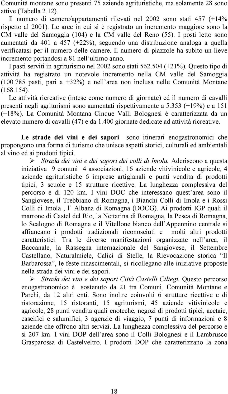 I posti letto sono aumentati da 401 a 457 (+22%), seguendo una distribuzione analoga a quella verificatasi per il numero delle camere.