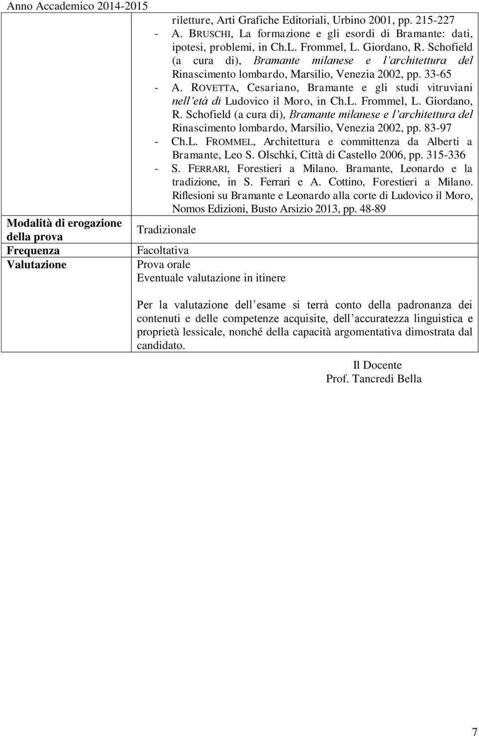 Schofield (a cura di), Bramante milanese e l architettura del Rinascimento lombardo, Marsilio, Venezia 2002, pp. 33-65 - A.