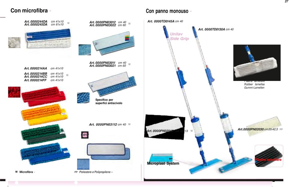 0000214CC Art. 0000214FF cm 41x10 cm 41x10 cm 41x10 M Piastra lamellare Rubber lamellas Gummi-Lamellen Specifico per superfici antiscivolo new Art.