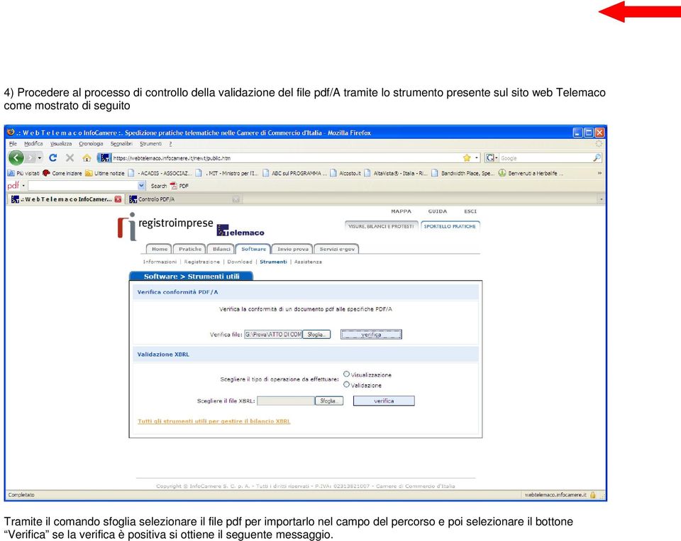 comando sfoglia selezionare il file pdf per importarlo nel campo del percorso e poi