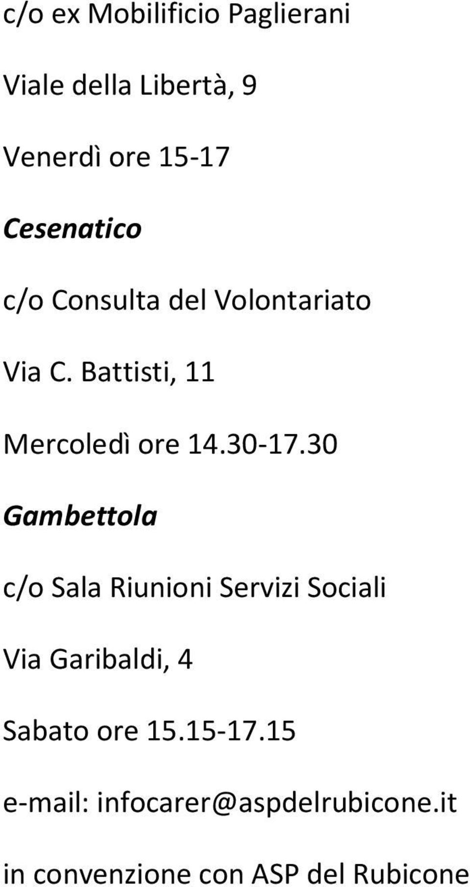 Battisti, 11 Mercoledì ore 14.30-17.