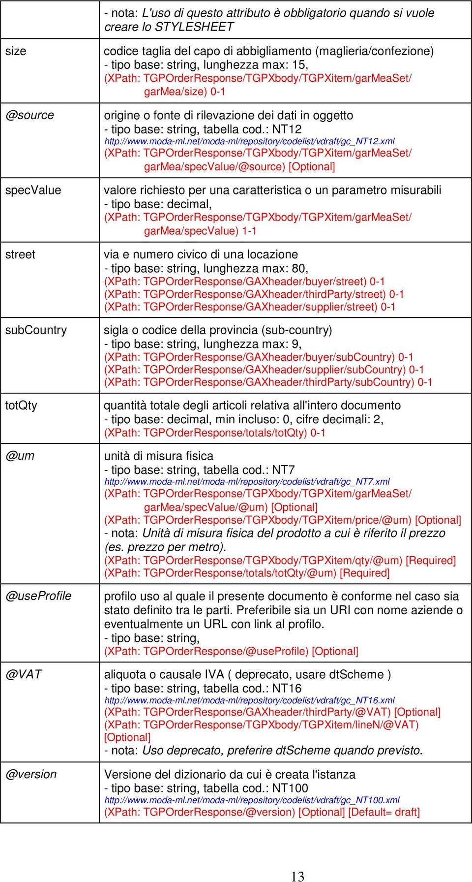 string, tabella cod.: NT12 http://www.moda-ml.net/moda-ml/repository/codelist/vdraft/gc_nt12.