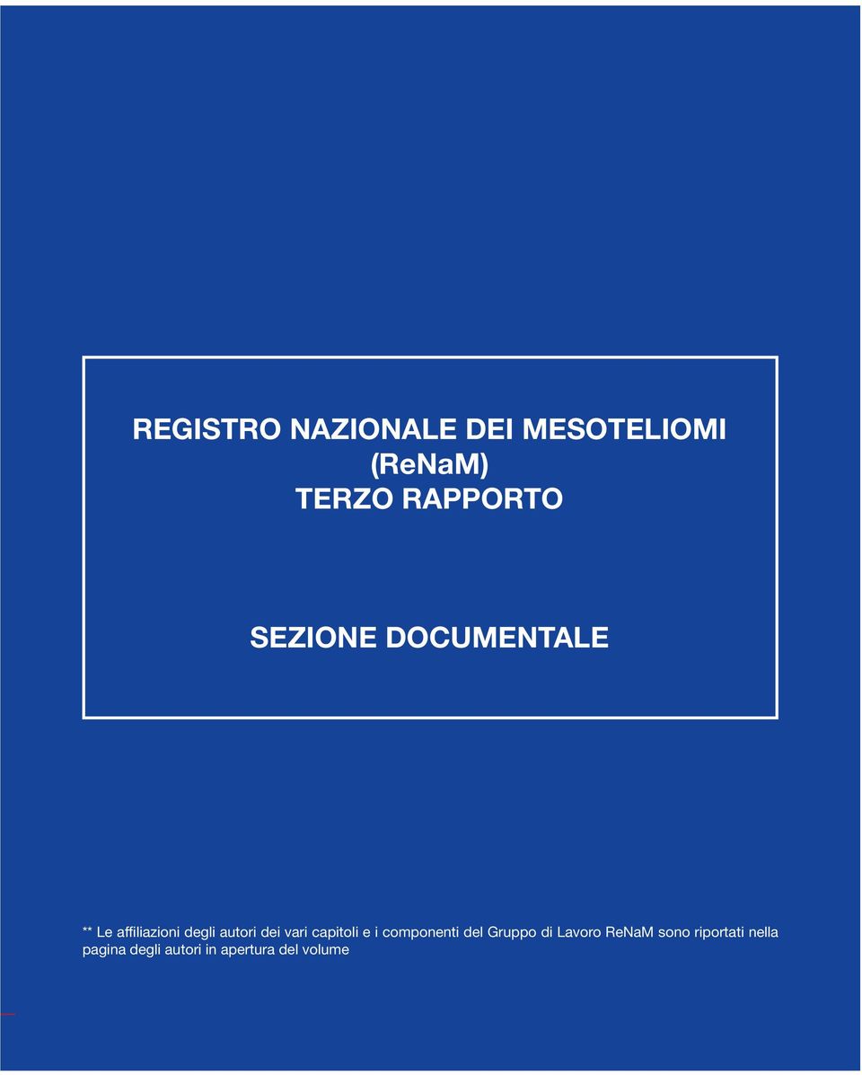 vari capitoli e i componenti del Gruppo di Lavoro ReNaM