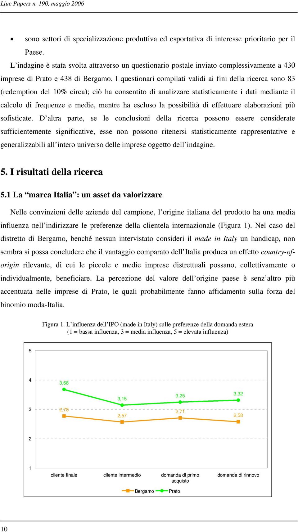 I questionari compilati validi ai fini della ricerca sono 83 (redemption del 10% circa); ciò ha consentito di analizzare statisticamente i dati mediante il calcolo di frequenze e medie, mentre ha