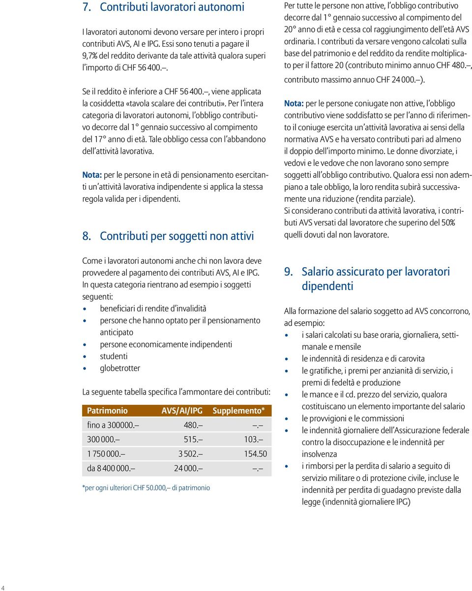 , viene applicata la cosiddetta «tavola scalare dei contributi».