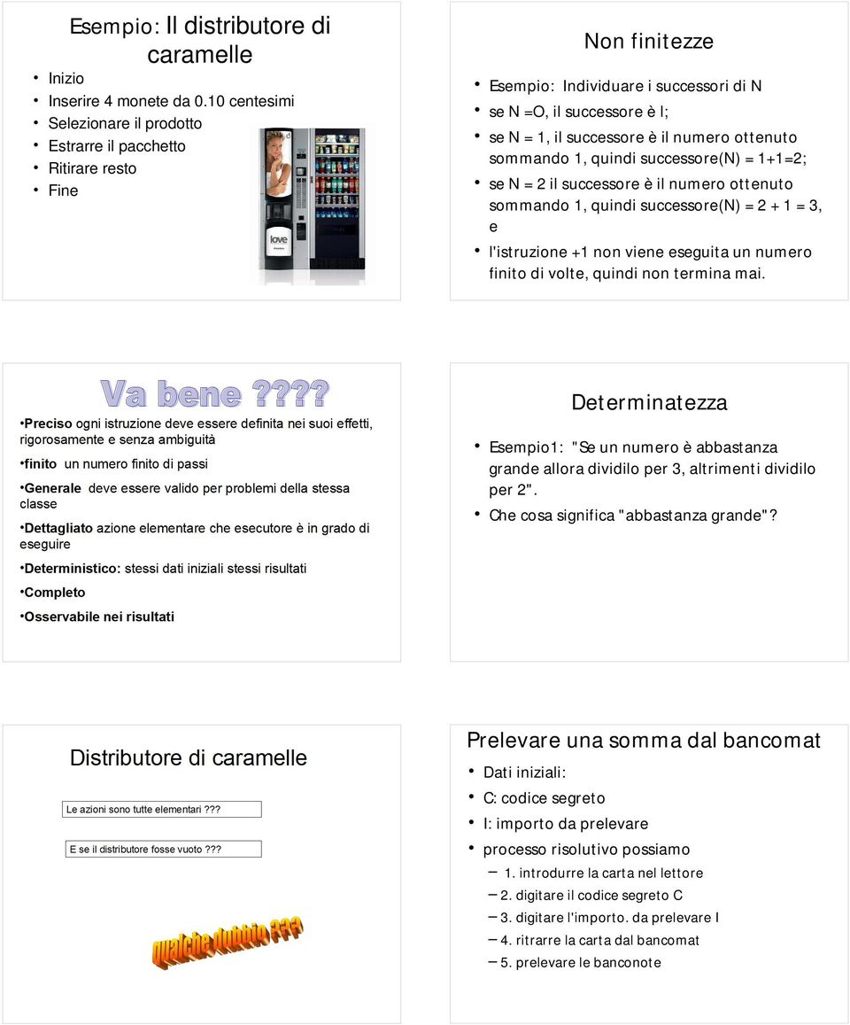 ottenuto sommando 1, quindi successore(n) = 1+1=2; se N = 2 il successore è il numero ottenuto sommando 1, quindi successore(n) = 2 + 1 = 3, e l'istruzione +1 non viene eseguita un numero finito di