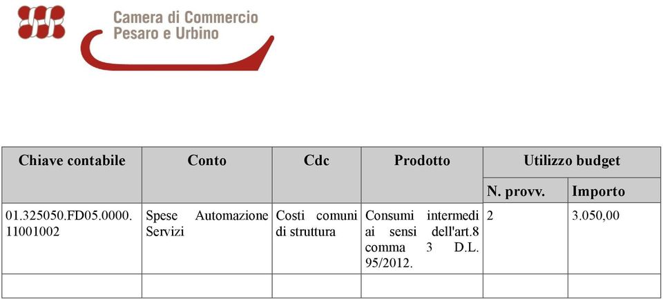 11001002 Spese Automazione Servizi Costi comuni di