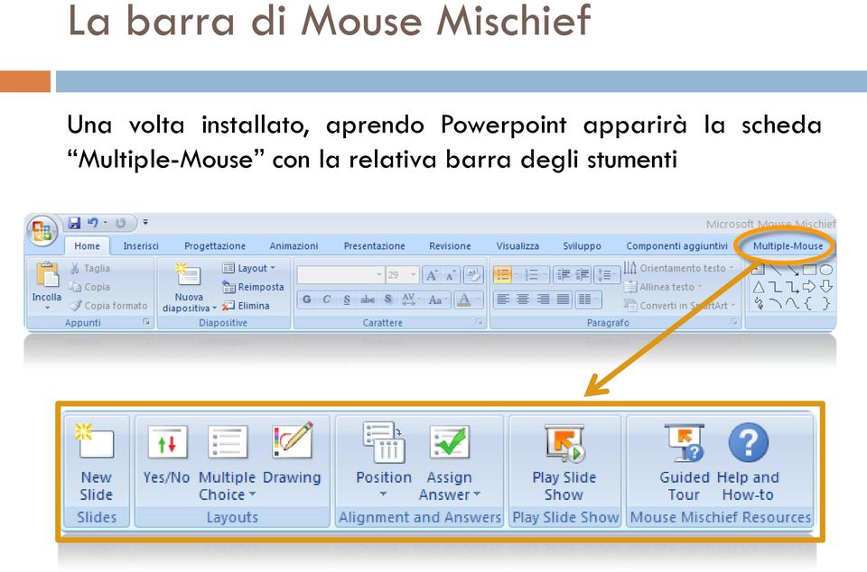 Powerpoint apparirà la scheda