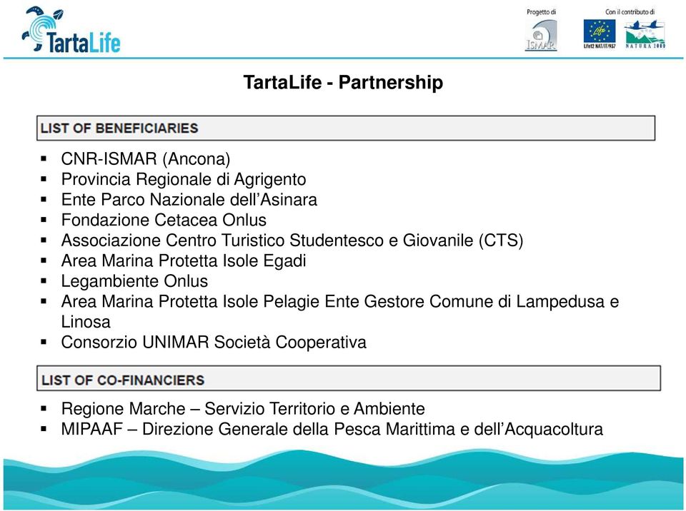 Legambiente Onlus Area Marina Protetta Isole Pelagie Ente Gestore Comune di Lampedusa e Linosa Consorzio UNIMAR