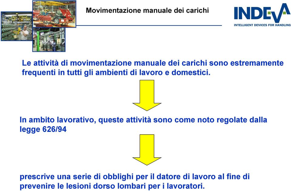 In ambito lavorativo, queste attività sono come noto regolate dalla legge 626/94