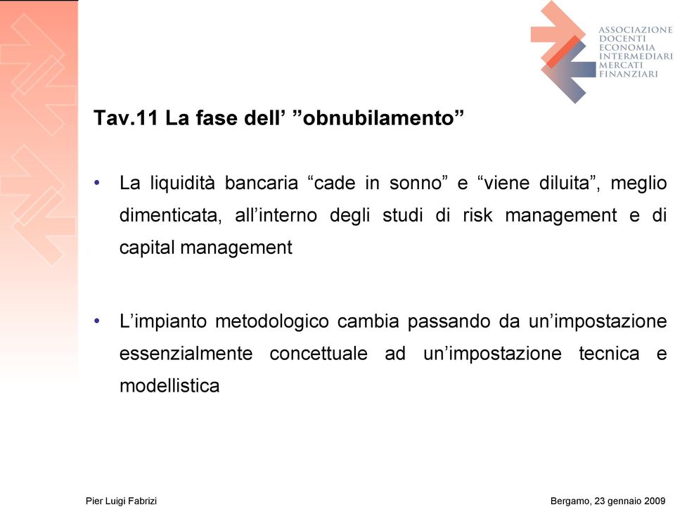 management e di capital management L impianto metodologico cambia passando