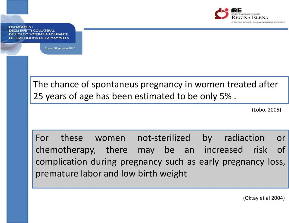 (Lobo, 2005) For these women not-sterilized by radiaction or chemotherapy, there