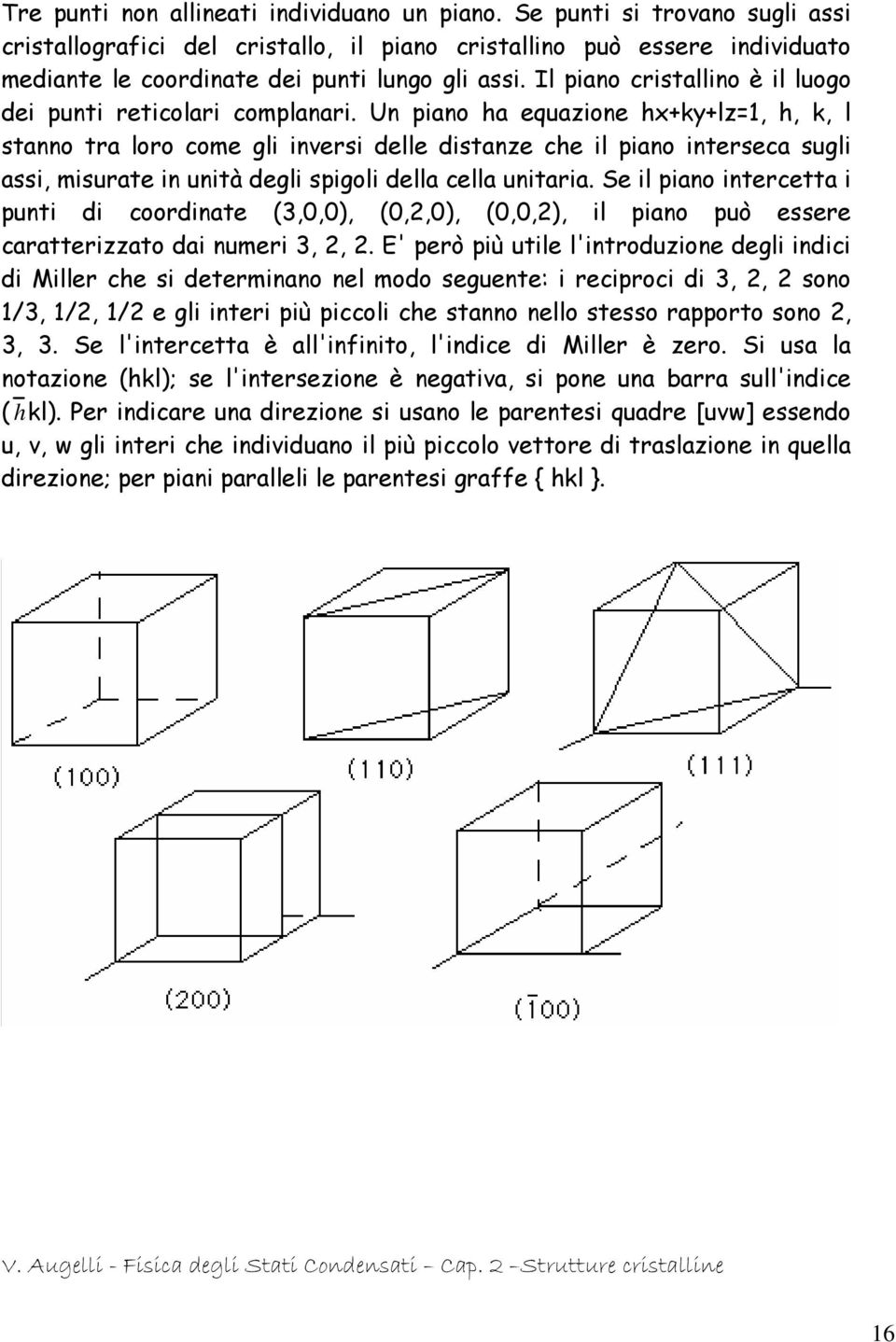 Il piano cristallino è il luogo dei punti reticolari complanari.