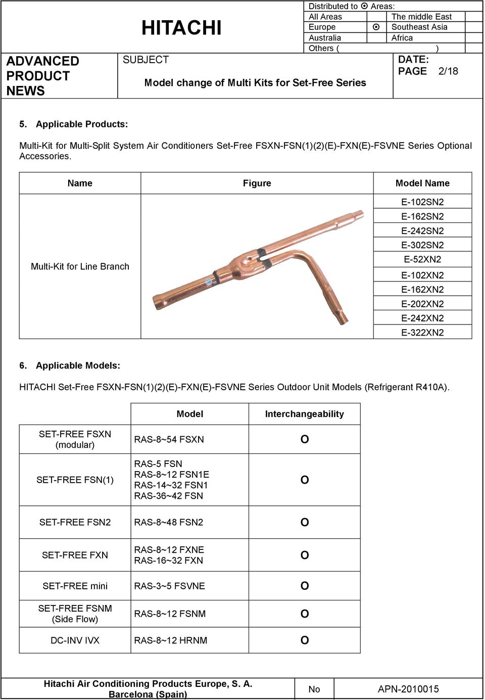 Name Figure Model Name E-102SN2 E-162SN2 E-242SN2 E-302SN2 E-52XN2 Multi-Kit for Line Branch E-102XN2 E-162XN2 E-202XN2 E-242XN2 E-322XN2 6.