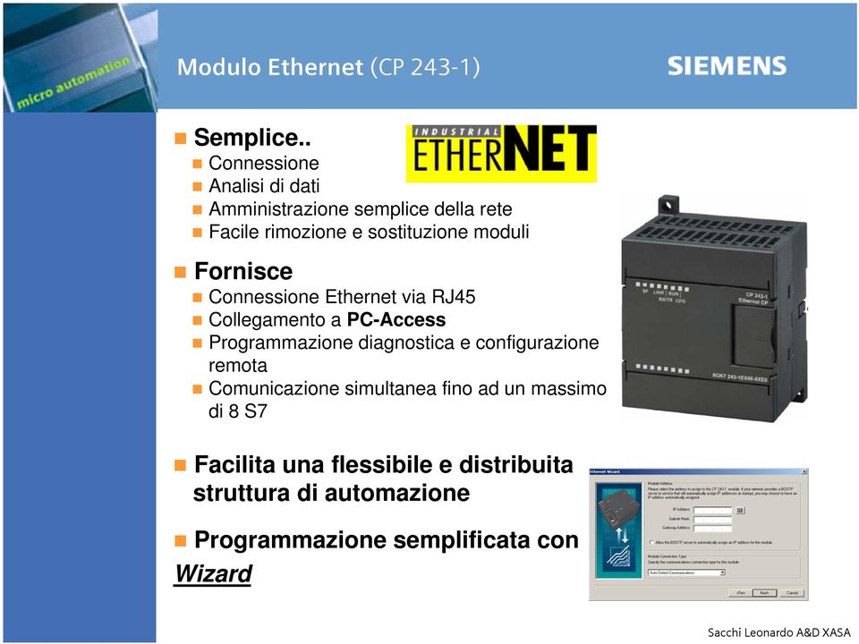 moduli Fornisce Connessione Ethernet via RJ45 Collegamento a PC-Access Programmazione diagnostica e