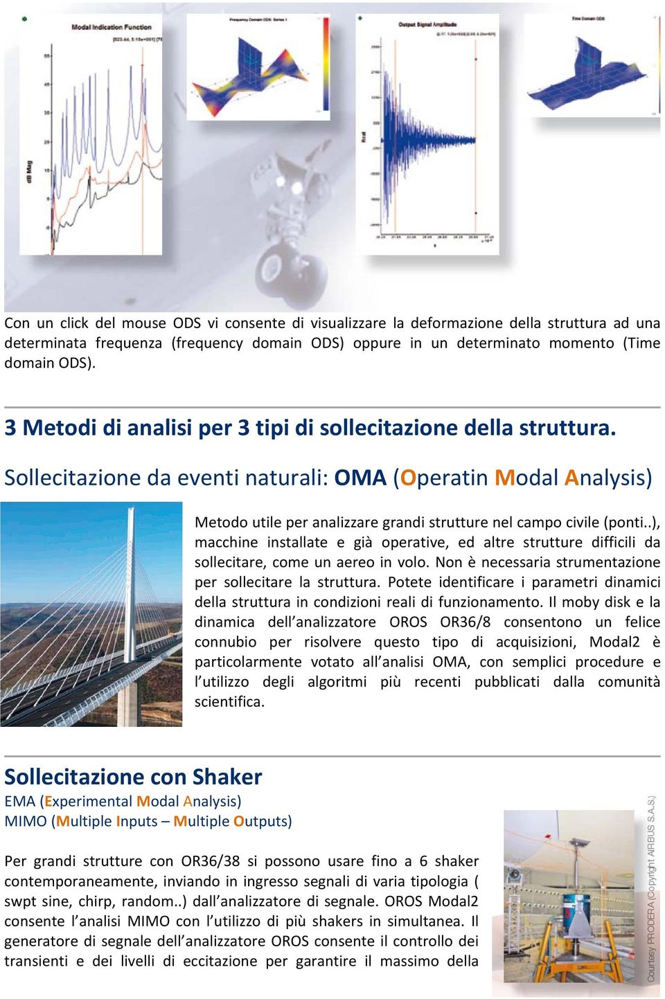 .), macchine installate e già operative, ed altre strutture difficili da sollecitare, come un aereo in volo. Non è necessaria strumentazione per sollecitare la struttura.