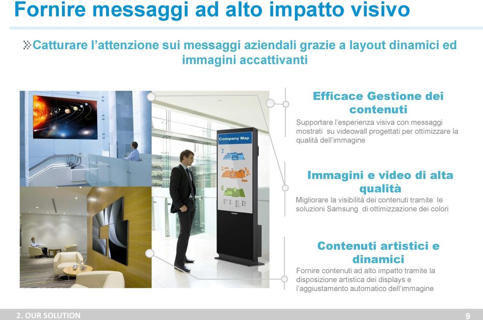 Immagini e video di alta qualità Migliorare la visibilità dei contenuti tramite le soluzioni Samsung di ottimizzazione dei colori Contenuti