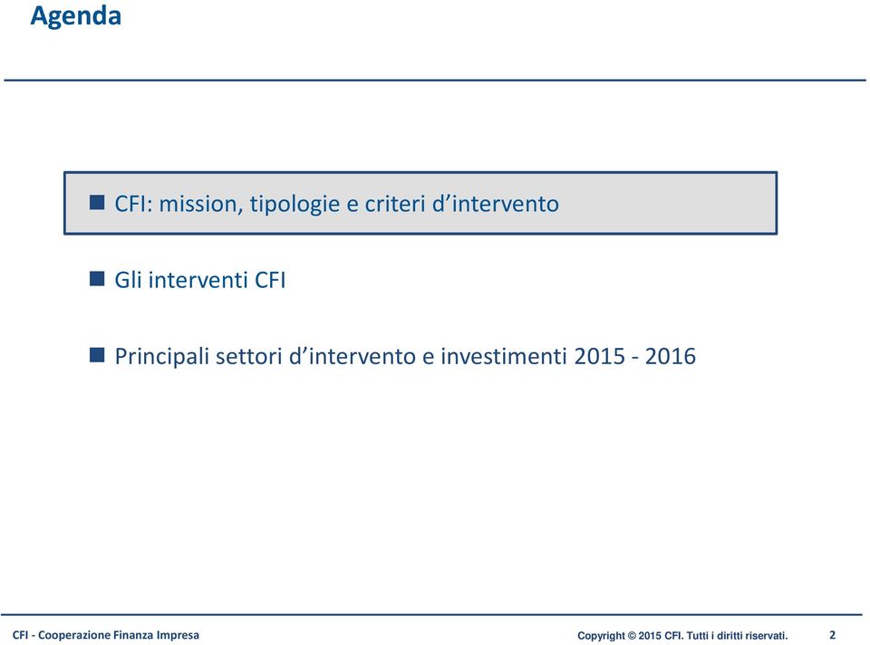 settori d intervento e investimenti