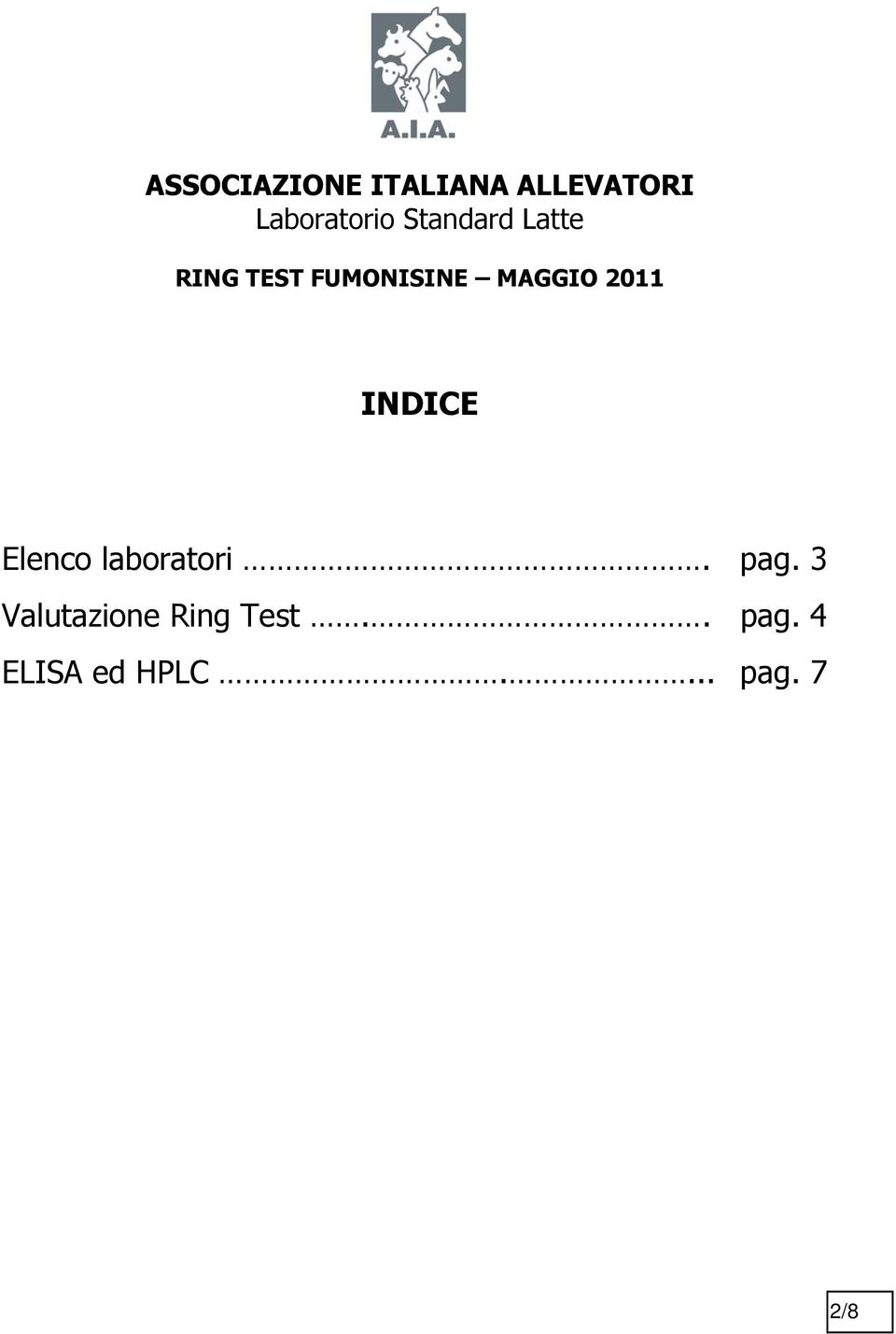 2011 INDICE Elenco laboratori. pag.