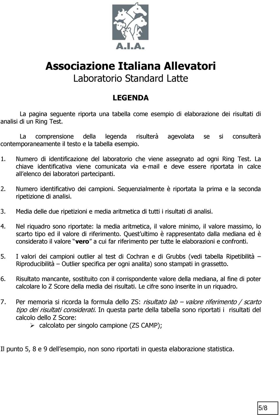 La chiave identificativa viene comunicata via e-mail e deve essere riportata in calce all elenco dei laboratori partecipanti. 2. Numero identificativo dei campioni.