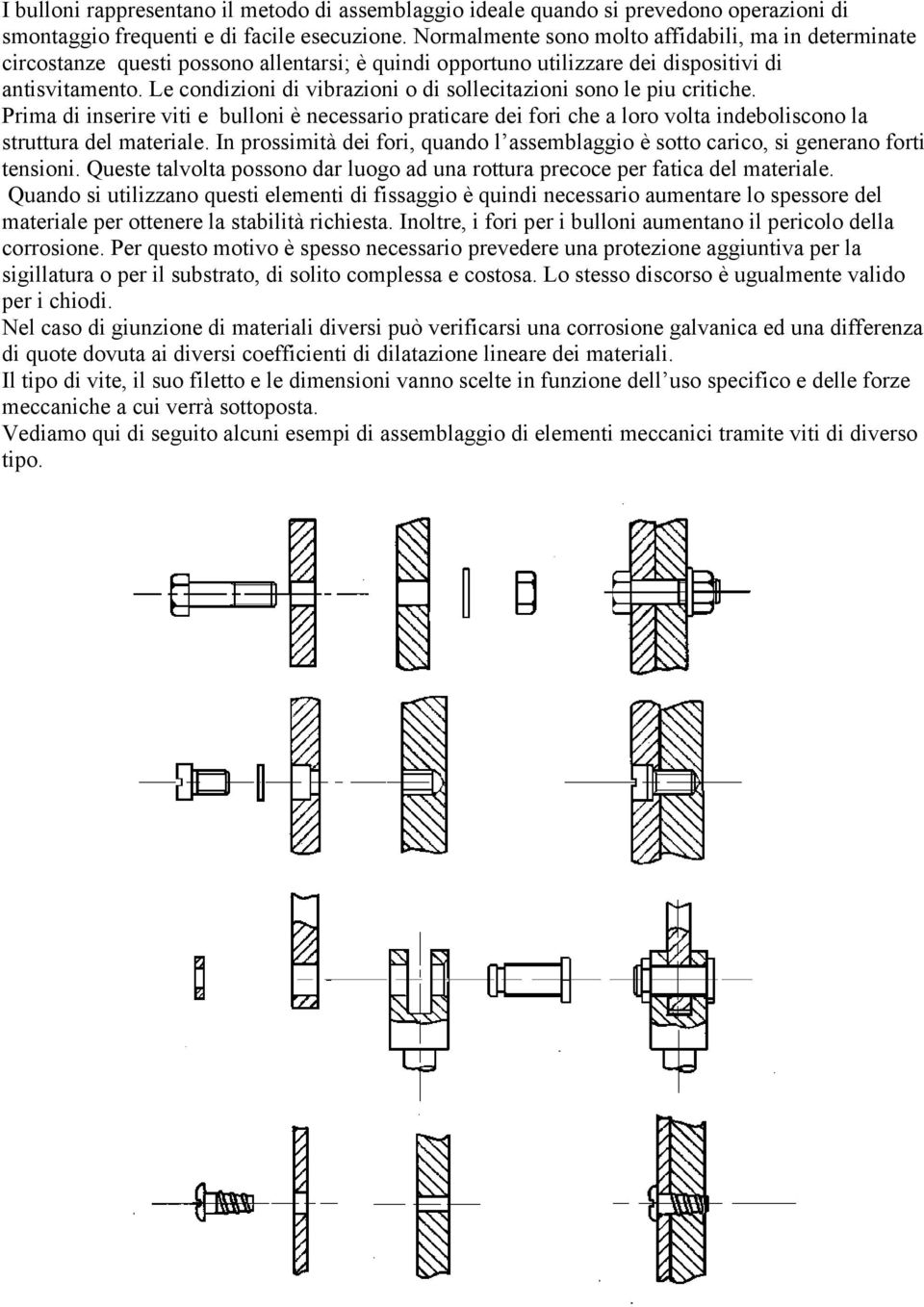 Le condizioni di vibrazioni o di sollecitazioni sono le piu critiche. Prima di inserire viti e bulloni è necessario praticare dei fori che a loro volta indeboliscono la struttura del materiale.