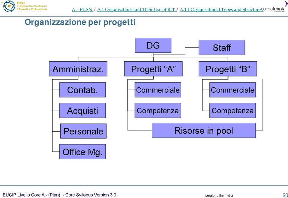 1 Organisational Types and Structures Organizzazione per progetti