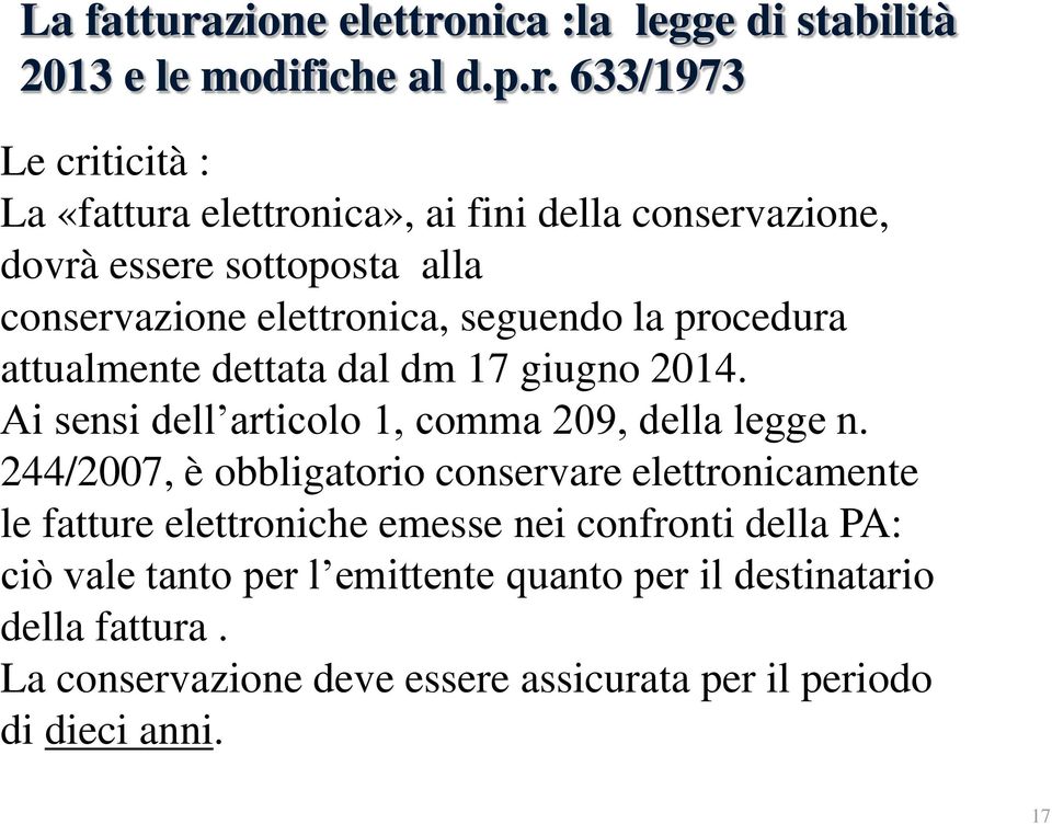 nica :la legge di stabilità 2013 e le modifiche al d.p.r.