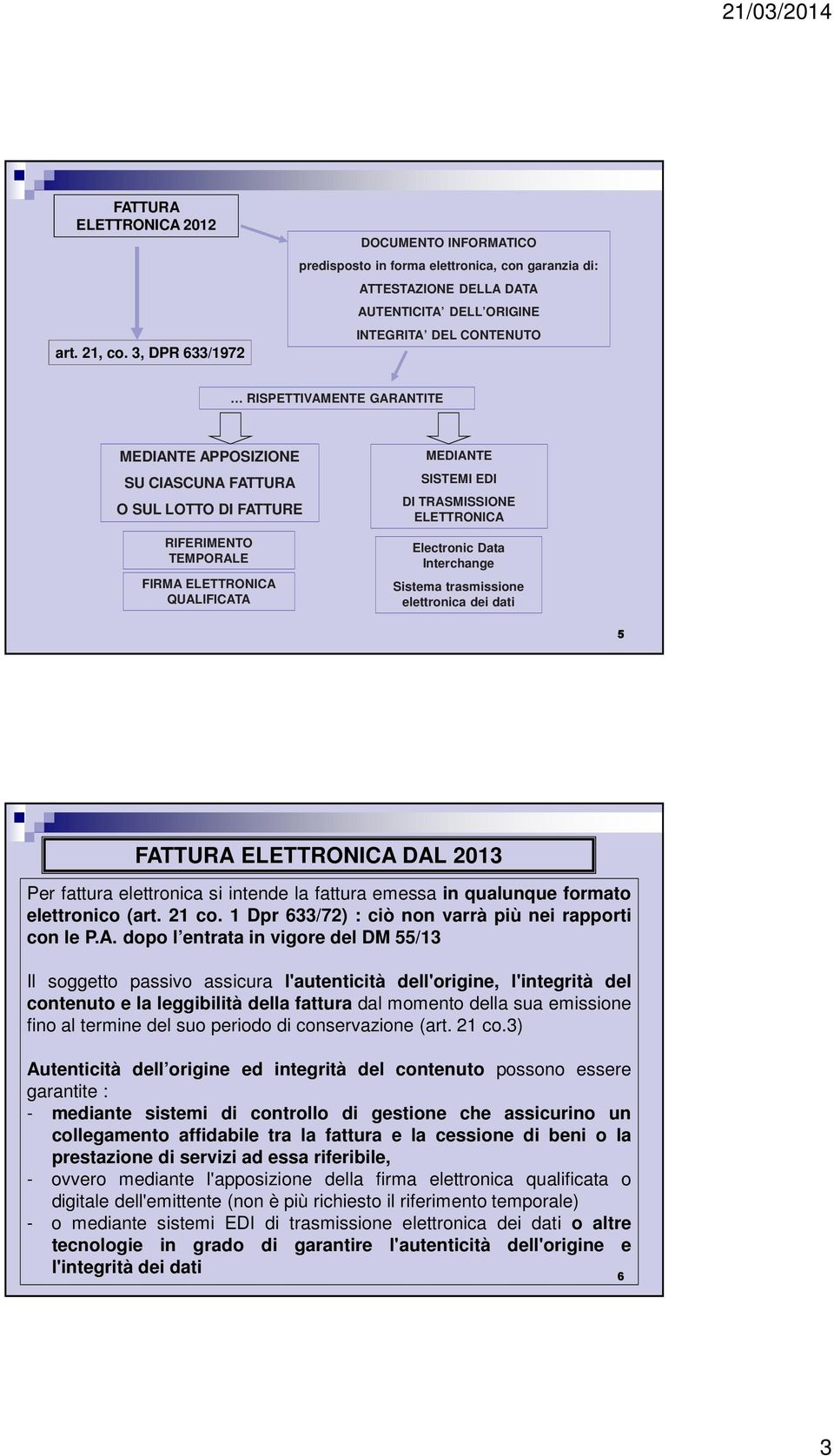 APPOSIZIONE SU CIASCUNA FATTURA O SUL LOTTO DI FATTURE RIFERIMENTO TEMPORALE FIRMA ELETTRONICA QUALIFICATA MEDIANTE SISTEMI EDI DI TRASMISSIONE ELETTRONICA Electronic Data Interchange Sistema