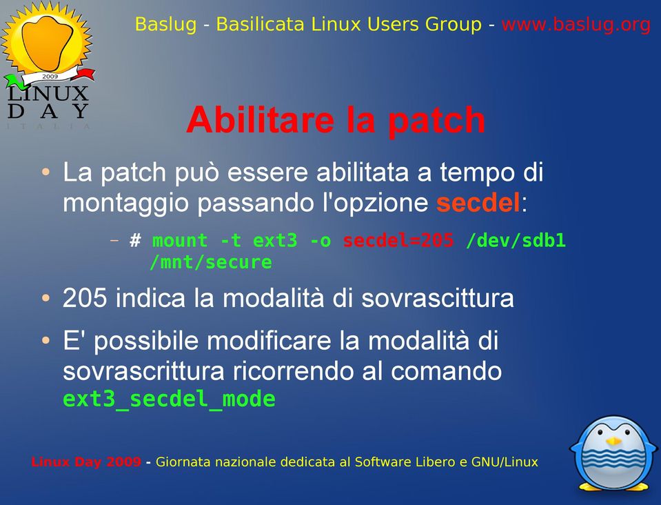 /mnt/secure 205 indica la modalità di sovrascittura E' possibile