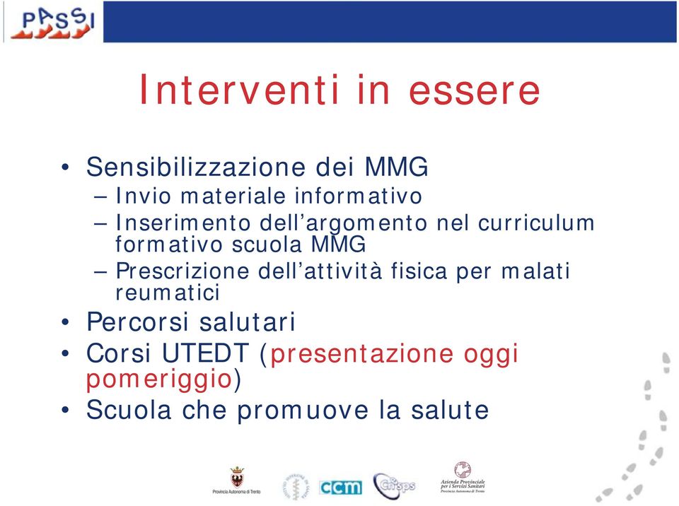 MMG Prescrizione dell attività fisica per malati reumatici Percorsi