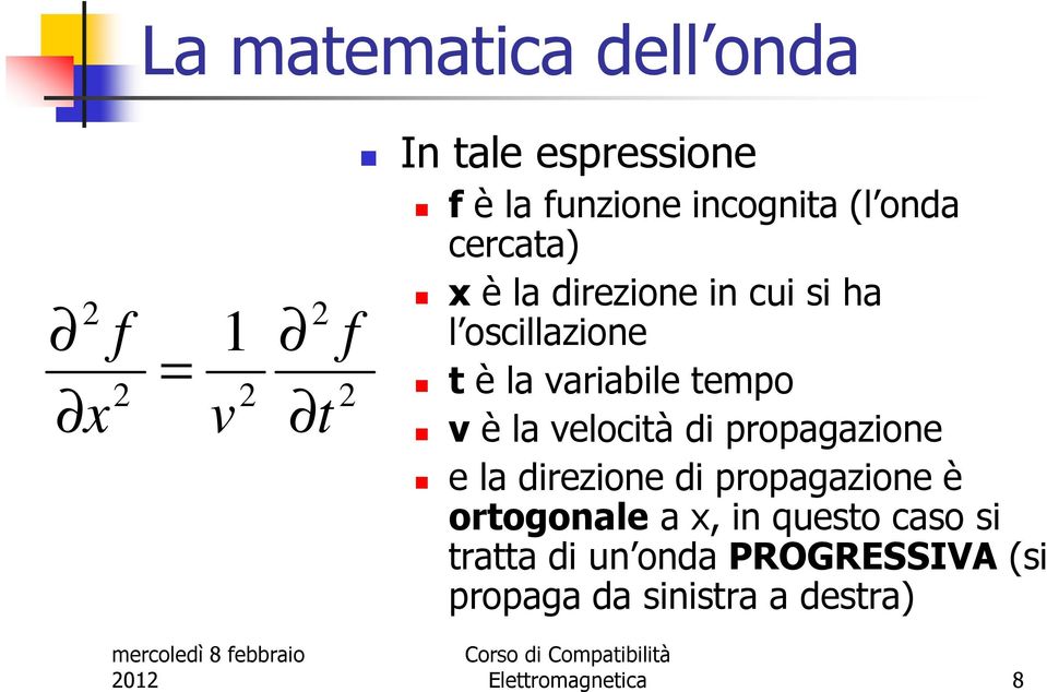 popagazione e la diezione di popagazione è otogonale a x, in questo caso si tatta di un onda