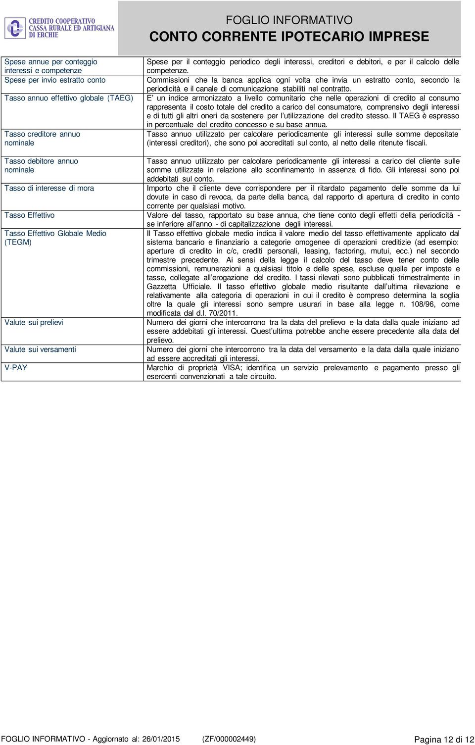 Commissioni che la banca applica ogni volta che invia un estratto conto, secondo la periodicità e il canale di comunicazione stabiliti nel E un indice armonizzato a livello comunitario che nelle