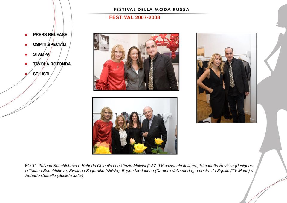 Simonetta Ravizza (designer) e Tatiana Souchtcheva, Svetlana Zagorulko (stilista), Beppe