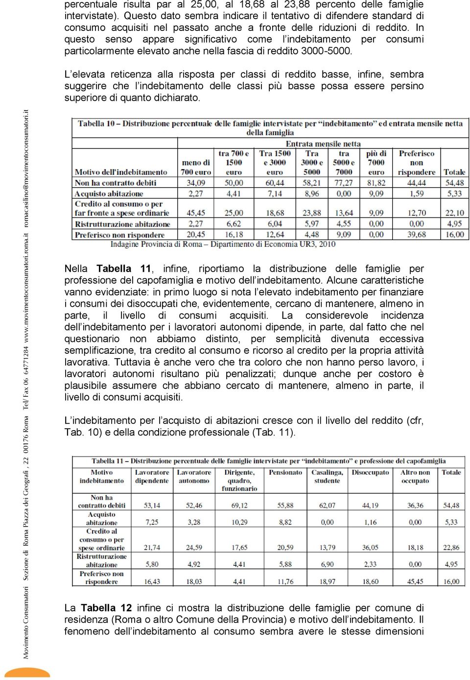 In questo senso appare significativo come l indebitamento per consumi particolarmente elevato anche nella fascia di reddito 3000-5000.