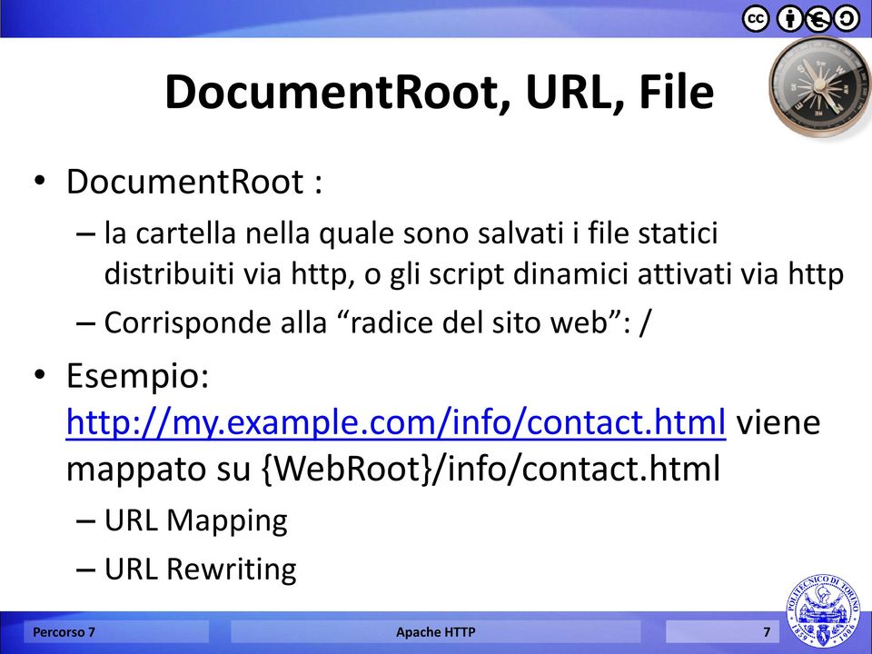 alla radice del sito web : / Esempio: http://my.example.com/info/contact.