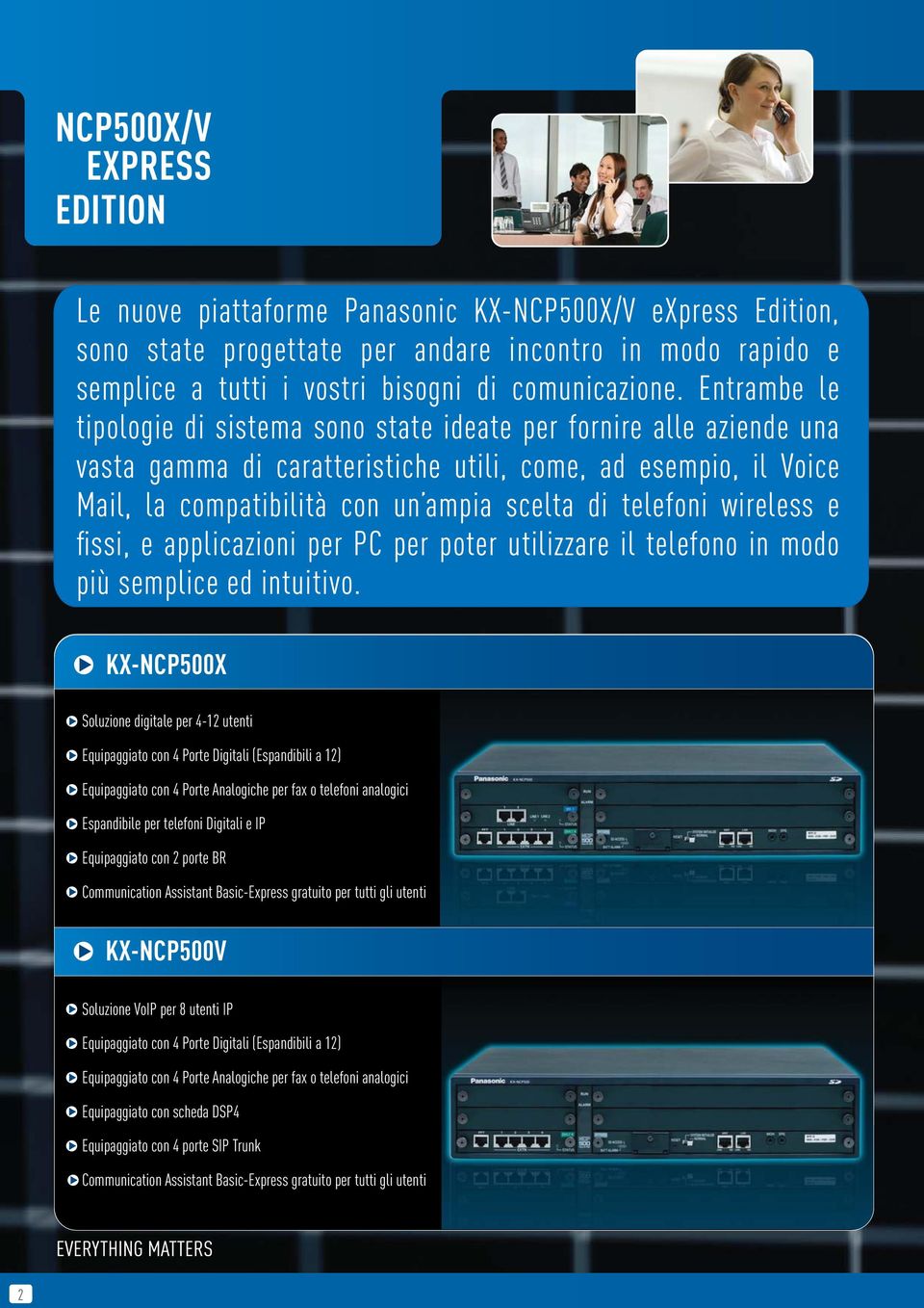 wireless e fissi, e applicazioni per PC per poter utilizzare il telefono in modo più semplice ed intuitivo.