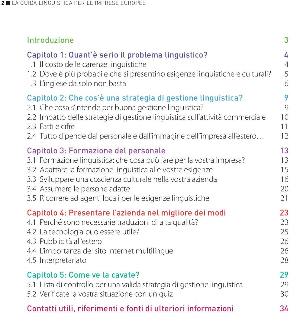 1 Che cosa s intende per buona gestione linguistica? 9 2.2 Impatto delle strategie di gestione linguistica sull attività commerciale 10 2.3 Fatti e cifre 11 2.